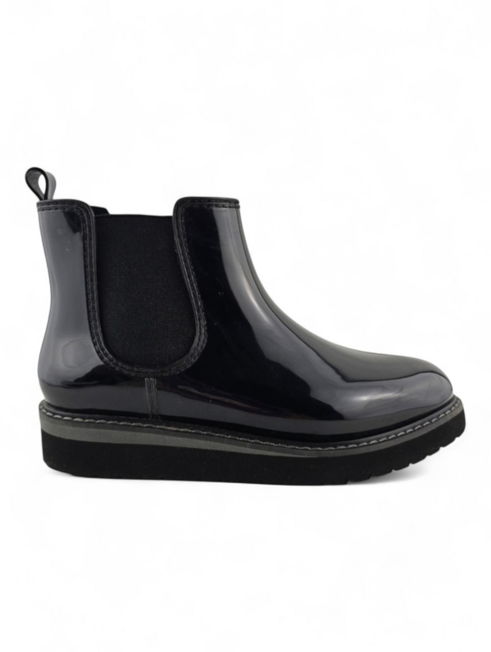 Cougar Women's Kensington Black Patent Waterproof Chelsea Short Rain Boots 7
